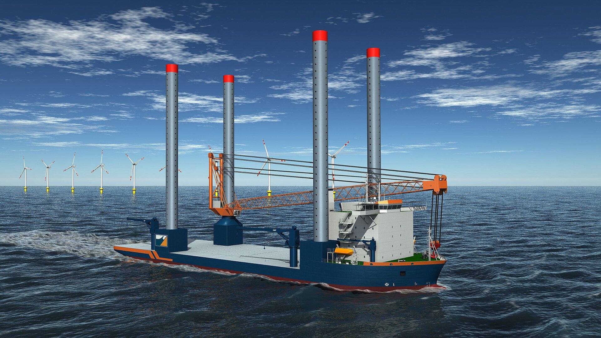 Projektskizze des von der Sietas Werft entworfenen Offshore-Installationsschiffes. Grafik: Sietas