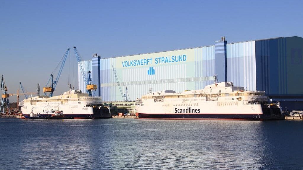 Derzeit befinden sich die "Copenhagen" und die "Berlin" in Bau bei der Volkswerft Stralsund. Foto: Scandlines Derzeit befinden sich die "Copenhagen" und die "Berlin" in Bau bei der Volkswerft Stralsund. Foto: Scandlines