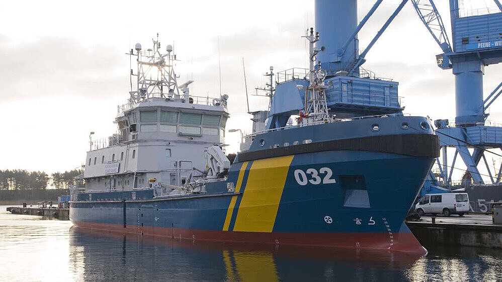 Die "KBV 032" ist das zweite von vier Schiffen für die schwedische Küstenwache. Foto: P+S Werften Die "KBV 032" ist das zweite von vier Schiffen für die schwedische Küstenwache. Foto: P+S Werften