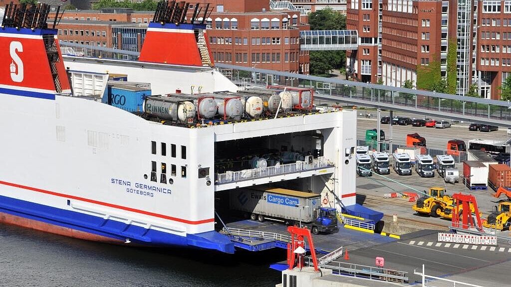 RoPax-Fährschiff „Stena Scandinavica“ am Kieler Schwedenkai. Foto: Behling