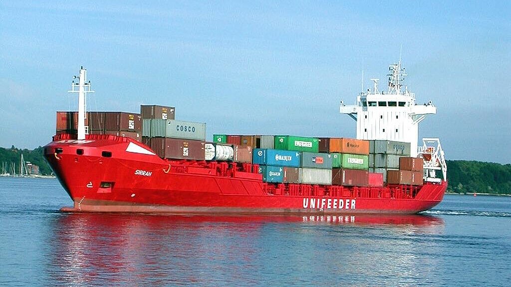Der Containerfrachter "Sirrah" kollidierte mit der "Vorwärts". Archivfoto: Navigia