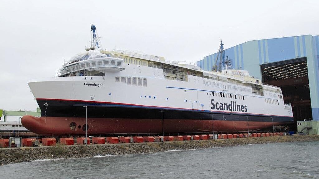 Der Ablieferungstermin der Scandlines-Schwesterschiffe "Copenhagen" (Foto) und "Berlin" ist ungewiss. Foto: P+S Werften Der Ablieferungstermin der Scandlines-Schwesterschiffe "Copenhagen" (Foto) und "Berlin" ist ungewiss. Foto: P+S Werften