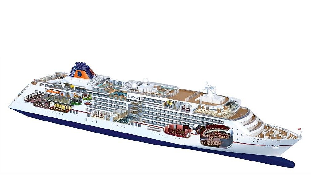 Die "Europa 2" soll als weltweit erstes Kreuzfahrtschiff mit einem Stickoxid-Katalysator auf den Meeren unterwegs sein. Grafik: Hapag-Lloyd