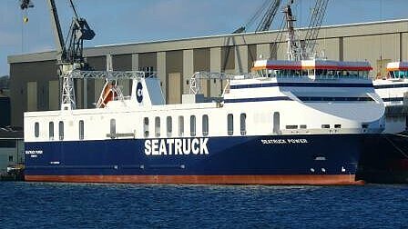 Die „Seatruck Power“, das zweite der vier Schwesterschiffe, ist schon erfolgreich im Einsatz. Foto: Hasenpusch