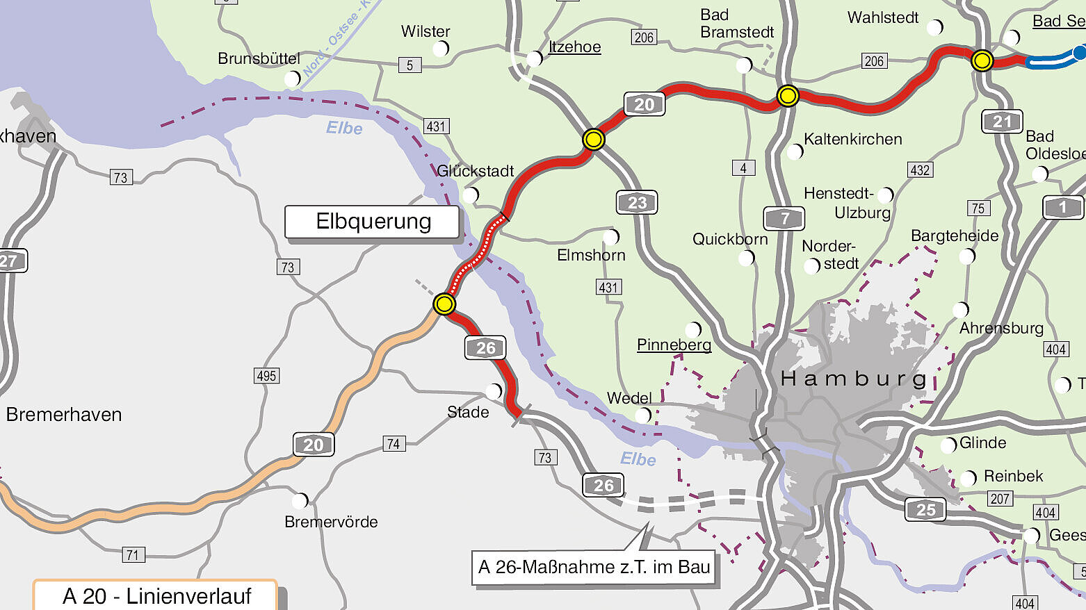 Die A20 muss über die Elbe - wer das finanziert ist derzeit allerdings unklar. Archivgrafik: Land SH Die A20 muss über die Elbe - wer das finanziert ist derzeit allerdings unklar. Archivgrafik: Land SH